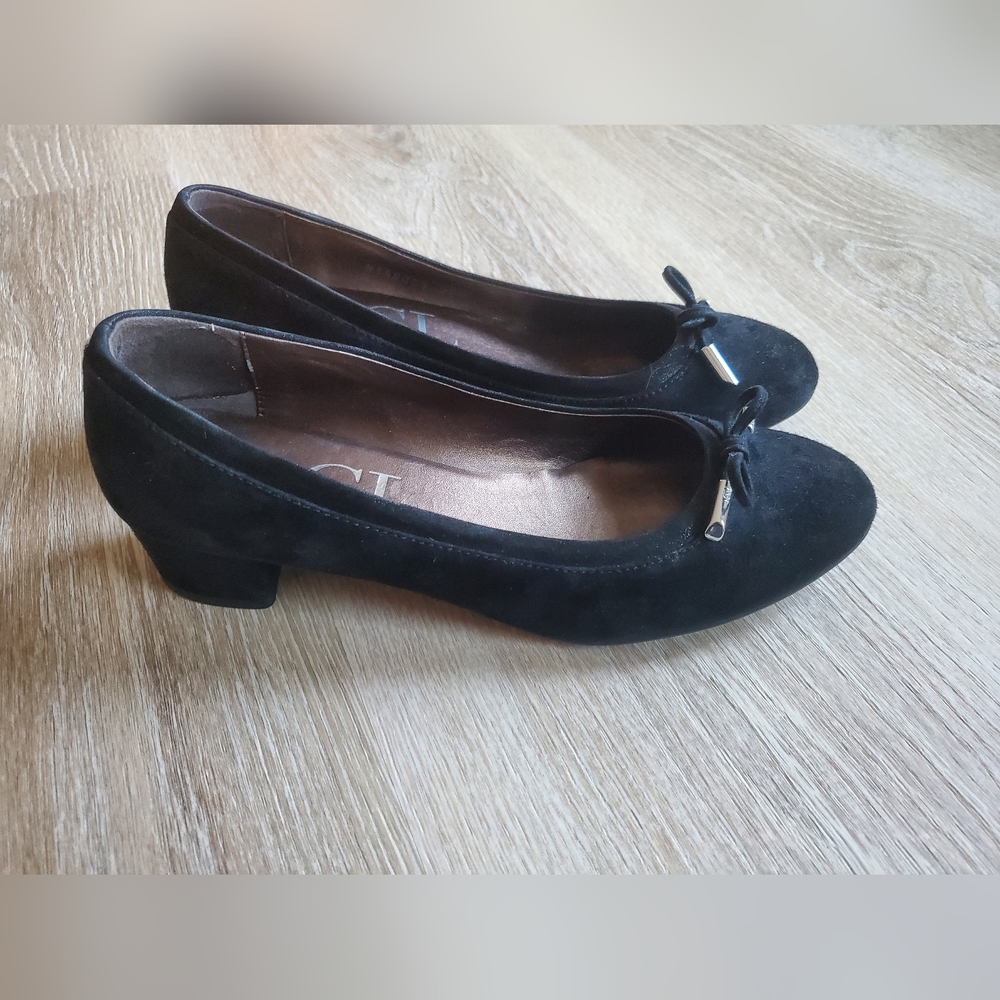 AGL “Kristin” Suede Round Toe Block Heel Pumps SZ 39.5EU 8.5US Black